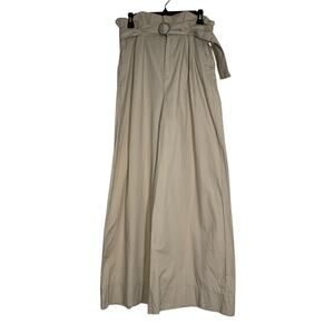 Forever 21 Paperbag Cream Belted Flax Linen Rayon Wide Leg Women Pants Size L